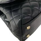 Chanel Handbag Small Top Handle Flap Bag Quilted Coco XS Black — view 6