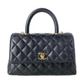 Chanel Handbag Small Top Handle Flap Bag Quilted Coco XS Black