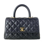 Chanel Handbag Small Top Handle Flap Bag Quilted Coco XS Black