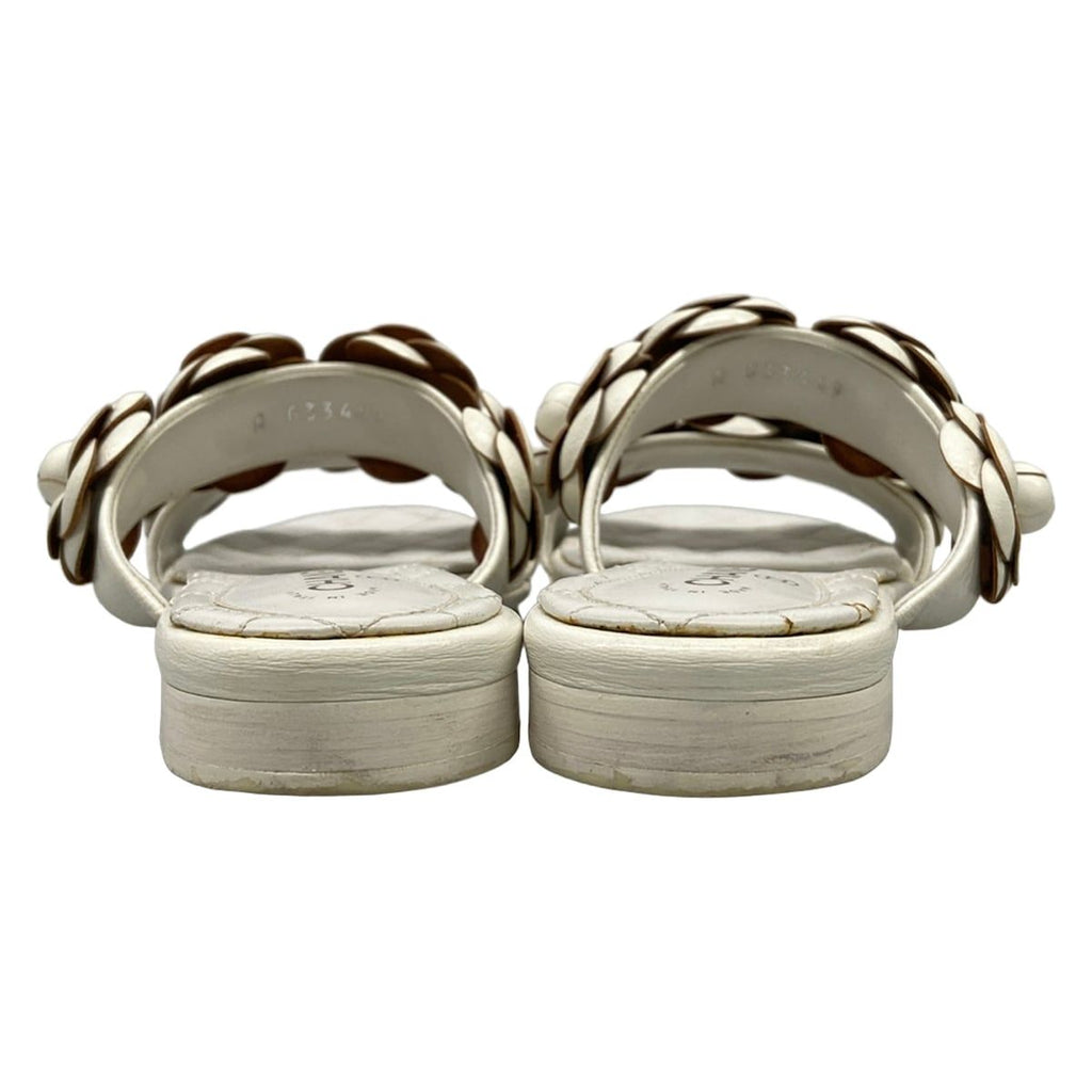 Chanel Mules 35 C White Camellia Leather — view 3