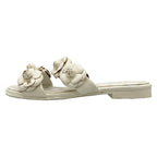 Chanel Mules 35 C White Camellia Leather
