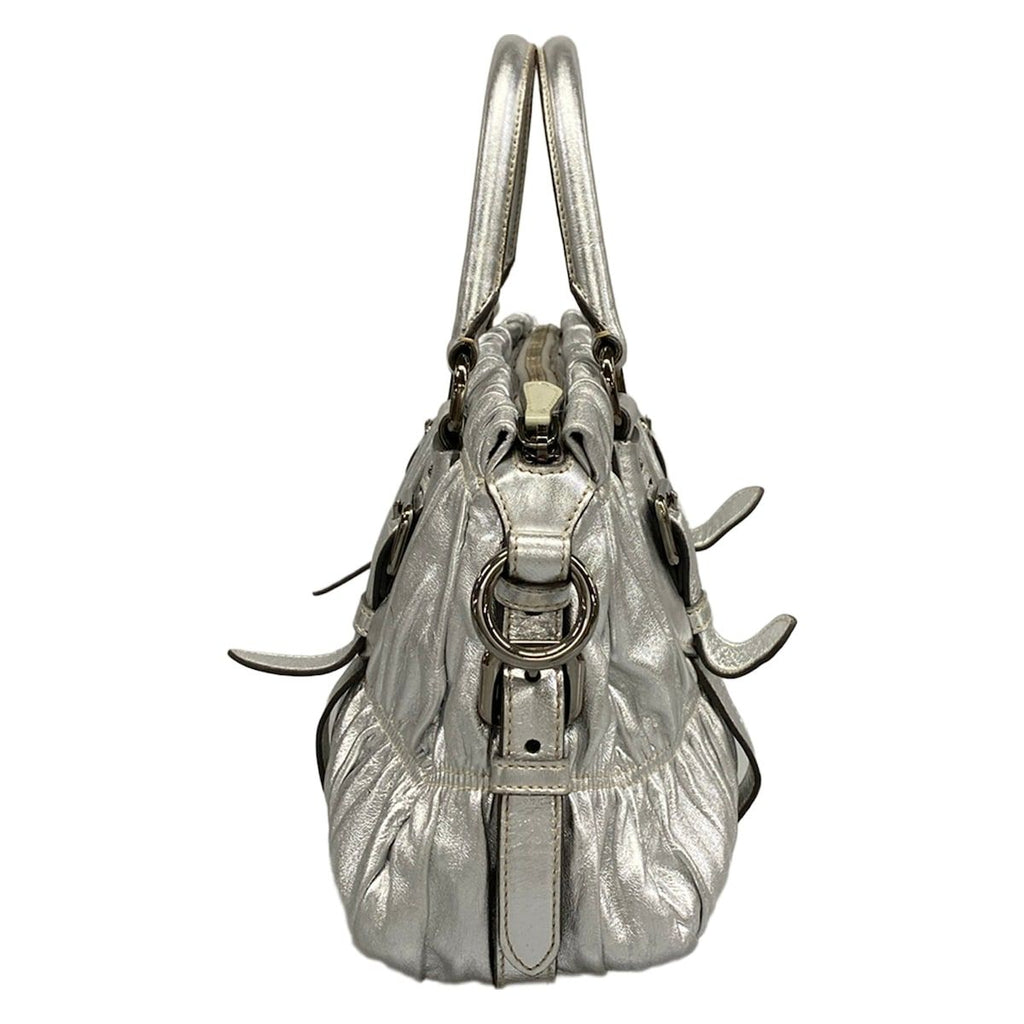 Prada Handbag Gather Bag Silver Leather — view 2