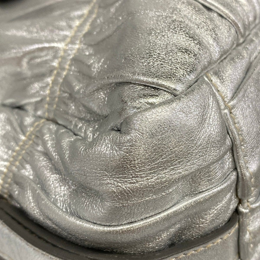 Prada Handbag Gather Bag Silver Leather — view 6