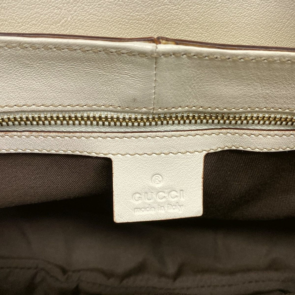 Gucci Shoulder Bag Horsebitgg Pattern Beige Dark Brown Ivory Leather — view 8