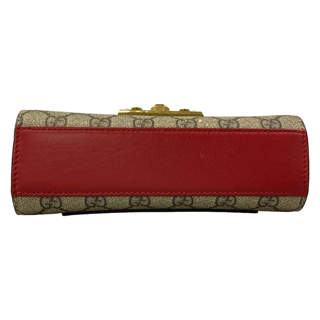 Gucci Shoulder Bag Padlock Small GG Supreme Red Beige Multi Chain Leather — view 5