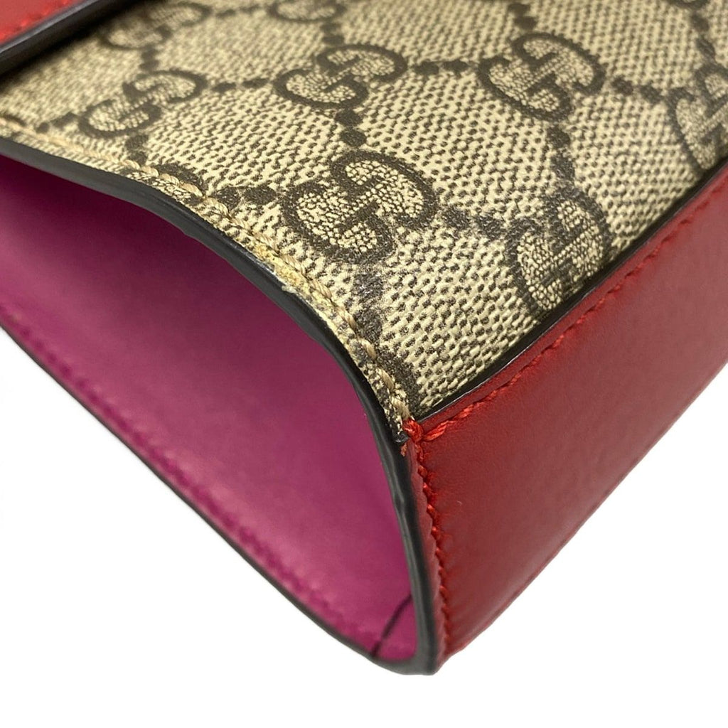 Gucci Shoulder Bag Padlock Small GG Supreme Red Beige Multi Chain Leather — view 6