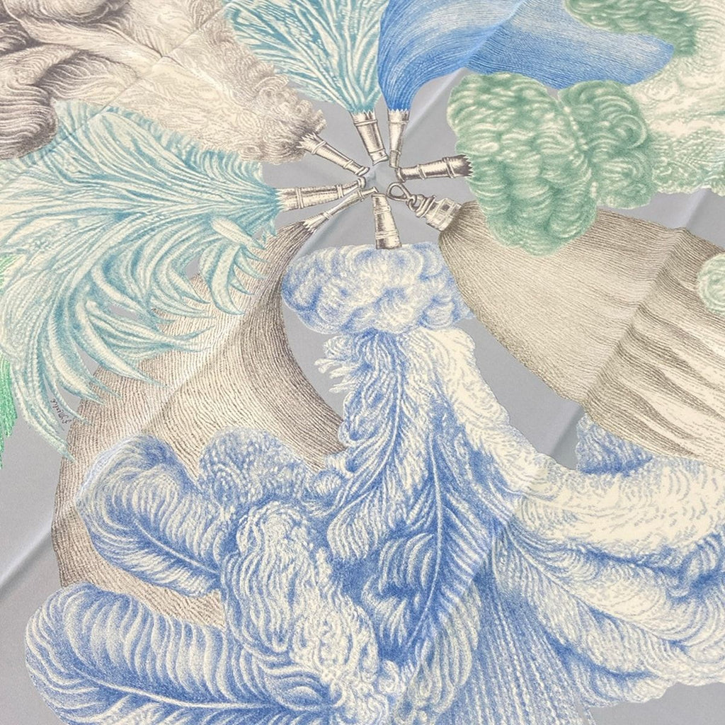 Hermes Scarf Carre 90 Light Blue Light Green Multi Plumets Et Panaches — view 4