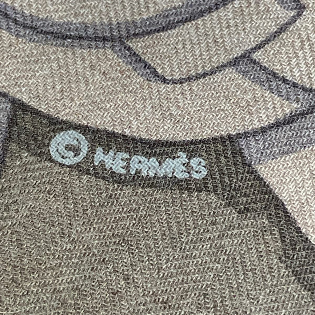 Hermes Shawl Carre 100 Gray Beige Dark Multi Horse Reality Cashmere Silk Scarf — view 2