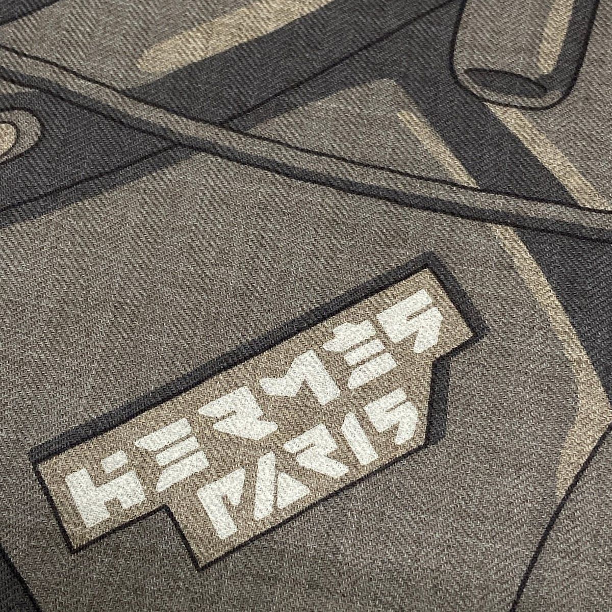 Hermes Shawl Carre 100 Gray Beige Dark Multi Horse Reality Cashmere Silk Scarf — view 5