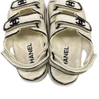 Chanel Sandals 34 C White Black CC Logo Velcro Leather — view 7