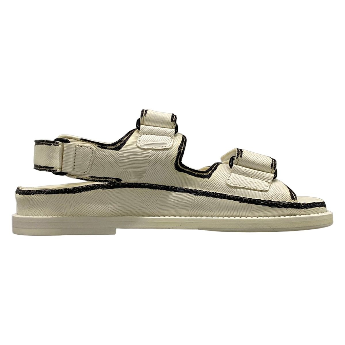 Chanel Sandals 34 C White Black CC Logo Velcro Leather — view 2