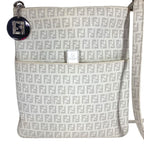 Fendi Shoulder Bag Zucchino Logo Leather White — view 3