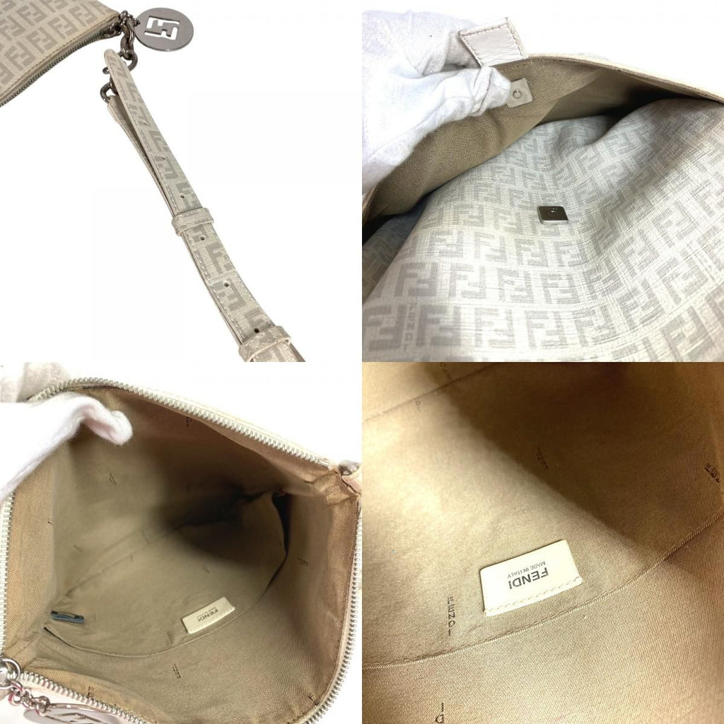 Fendi Shoulder Bag Zucchino Logo Leather White — view 8