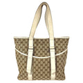 Gucci Shoulder Bag GG Logo Canvas Leather White