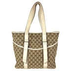 Gucci Shoulder Bag GG Logo Canvas Leather White