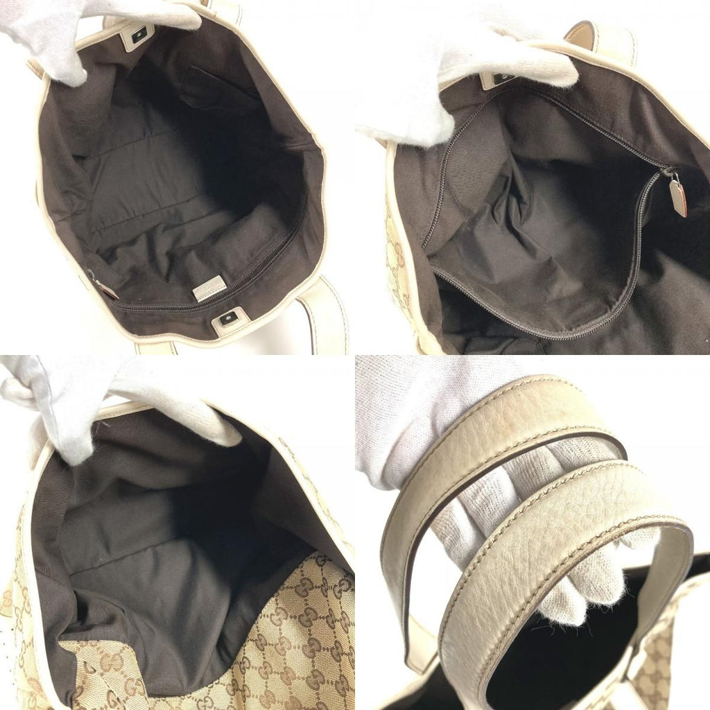 Gucci Shoulder Bag GG Logo Canvas Leather White — view 9