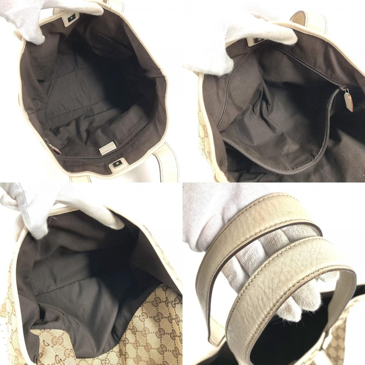 Gucci Shoulder Bag GG Logo Canvas Leather White — view 9