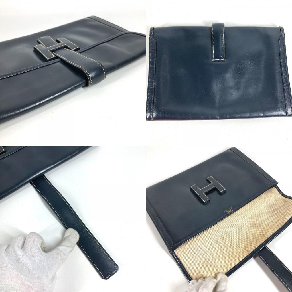 Hermes Clutch Jije PM Box Calf Navy — view 8