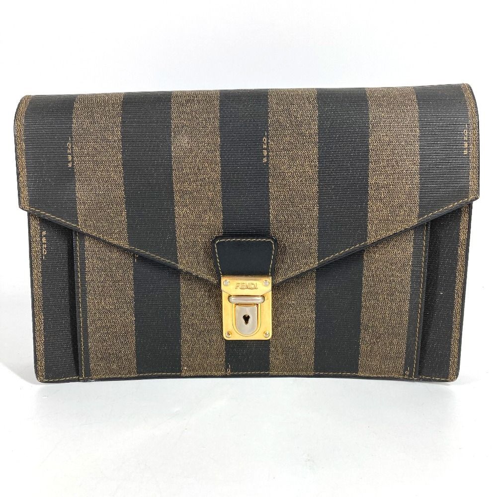 Fendi Clutch Pecan Leather Khaki
