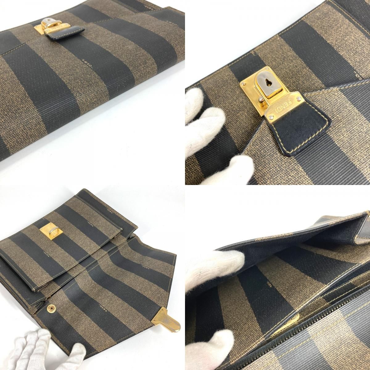 Fendi Clutch Pecan Leather Khaki — view 8