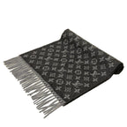 Louis Vuitton Scarf Echarpe Monogram Gradient Noir Wool Cashmere