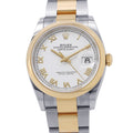 Rolex Datejust SS 18k Yellow Gold Roulette Watch White Dial