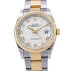 Rolex Datejust SS 18k Yellow Gold Roulette Watch White Dial