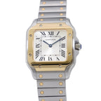 Cartier Santos de Cartier Watch SM SS 18k Yellow Gold Quartz Silver Dial