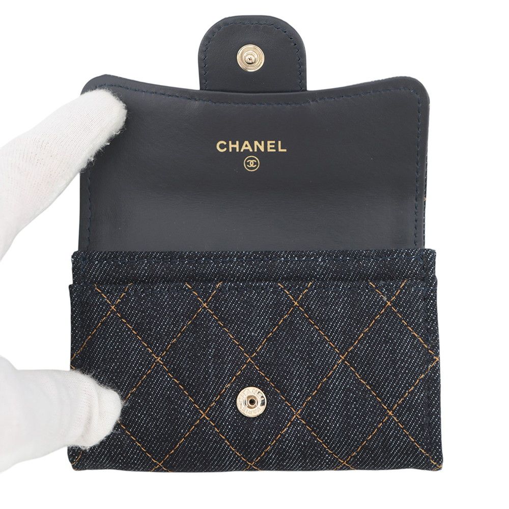 Chanel Card Case Quilted Classic CC Logo Denim Business Holder — view 4