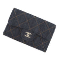 Chanel Card Case Quilted Classic CC Logo Denim Business Holder
