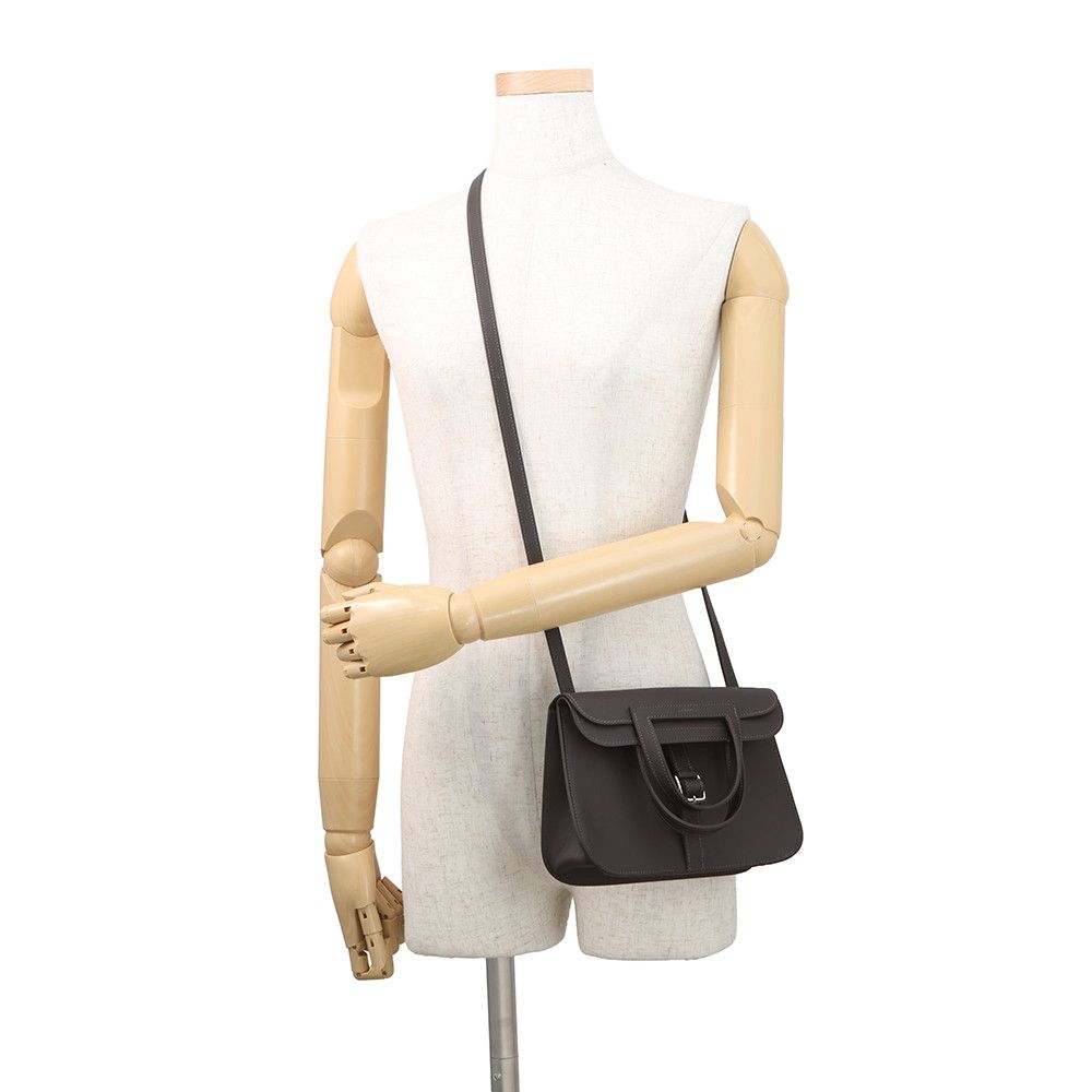 Hermes Handbag Halzan Mini Ebene Silver Swift 2-Way — view 5