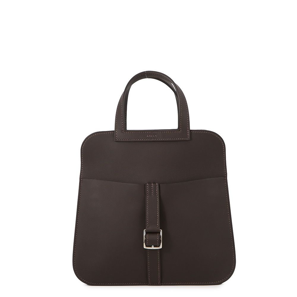 Hermes Handbag Halzan Mini Ebene Silver Swift 2-Way