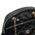 Chanel Shoulder Bag CC Logo Quilted Maxi Shiny Calf Leather Black — view 6