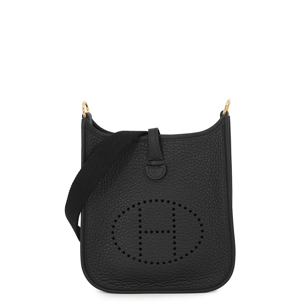 Hermes Shoulder Bag Evelyne TPM 111 cm Amazon Black Gold Taurillon Clemence