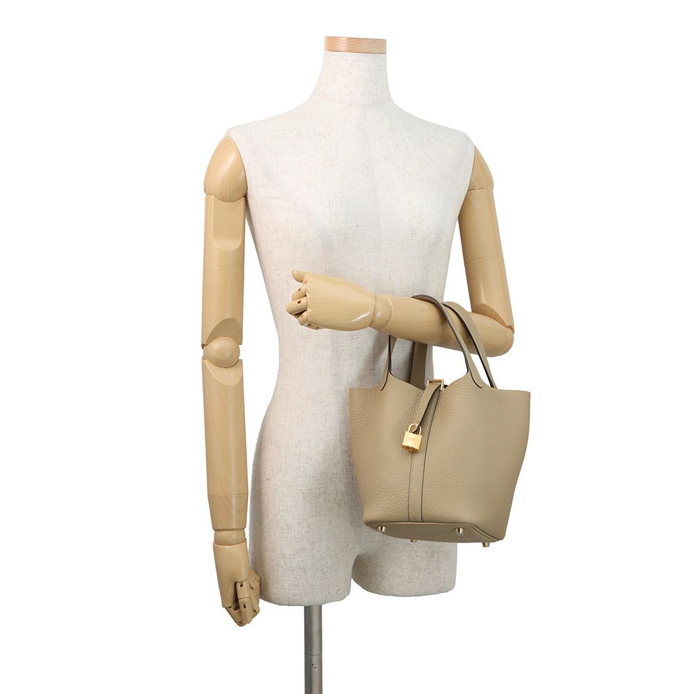 Hermes Handbag Picotin Lock PM Trench Gold Taurillon Clemence — view 4
