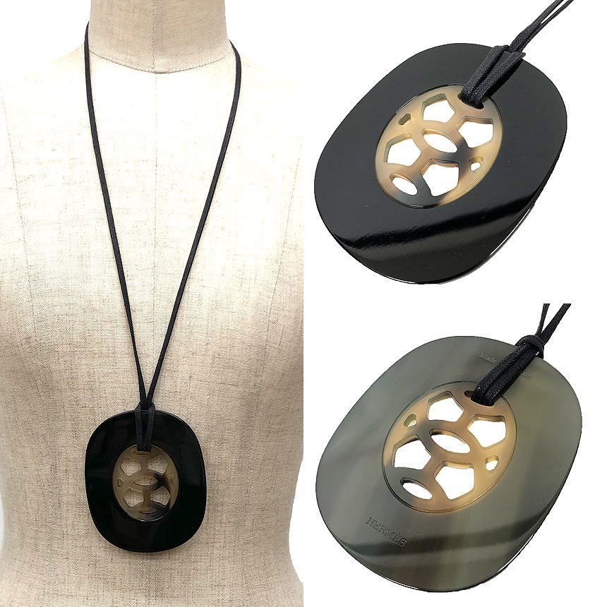 Hermes Llift Lift GM Necklace Buffalo Horn Lacquer Black — view 2