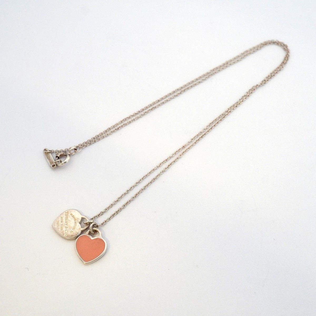 Tiffany & Co Necklace Double Return to Heart 925 Sterling Silver Pink — view 3