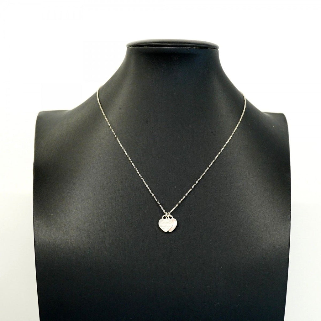 Tiffany & Co Necklace Double Return to Heart 925 Sterling Silver Pink — view 6