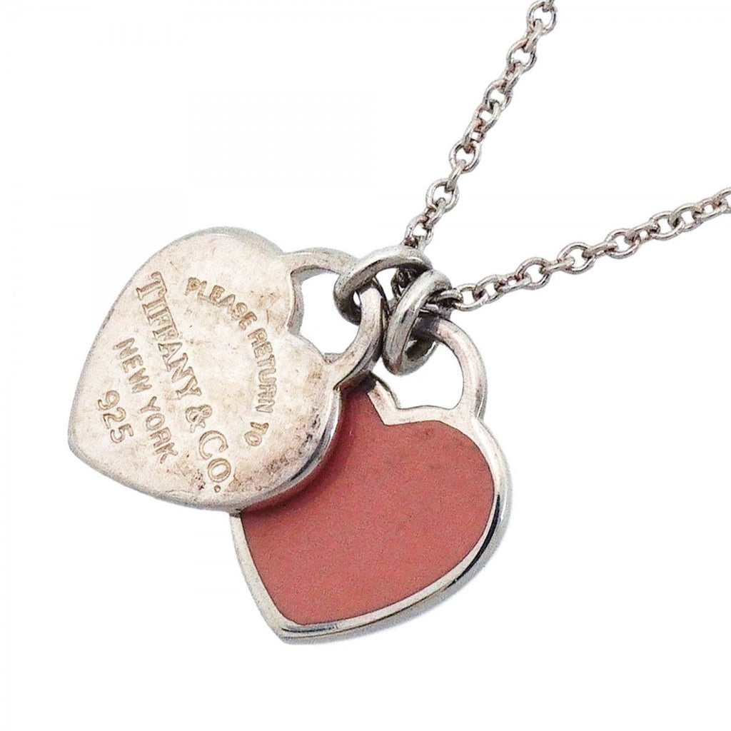 Tiffany & Co Necklace Double Return to Heart 925 Sterling Silver Pink