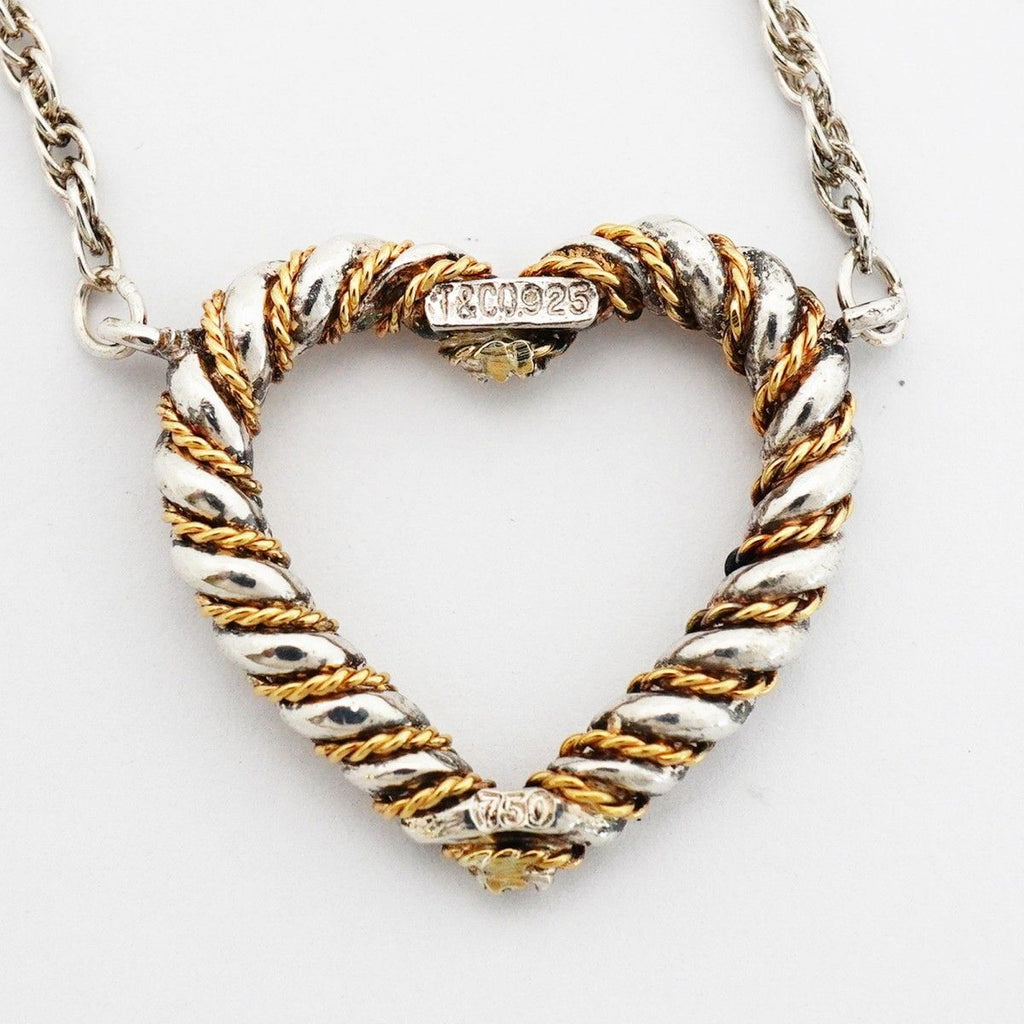 Tiffany & Co Necklace Twist Heart 18k Yellow Gold Silver — view 6