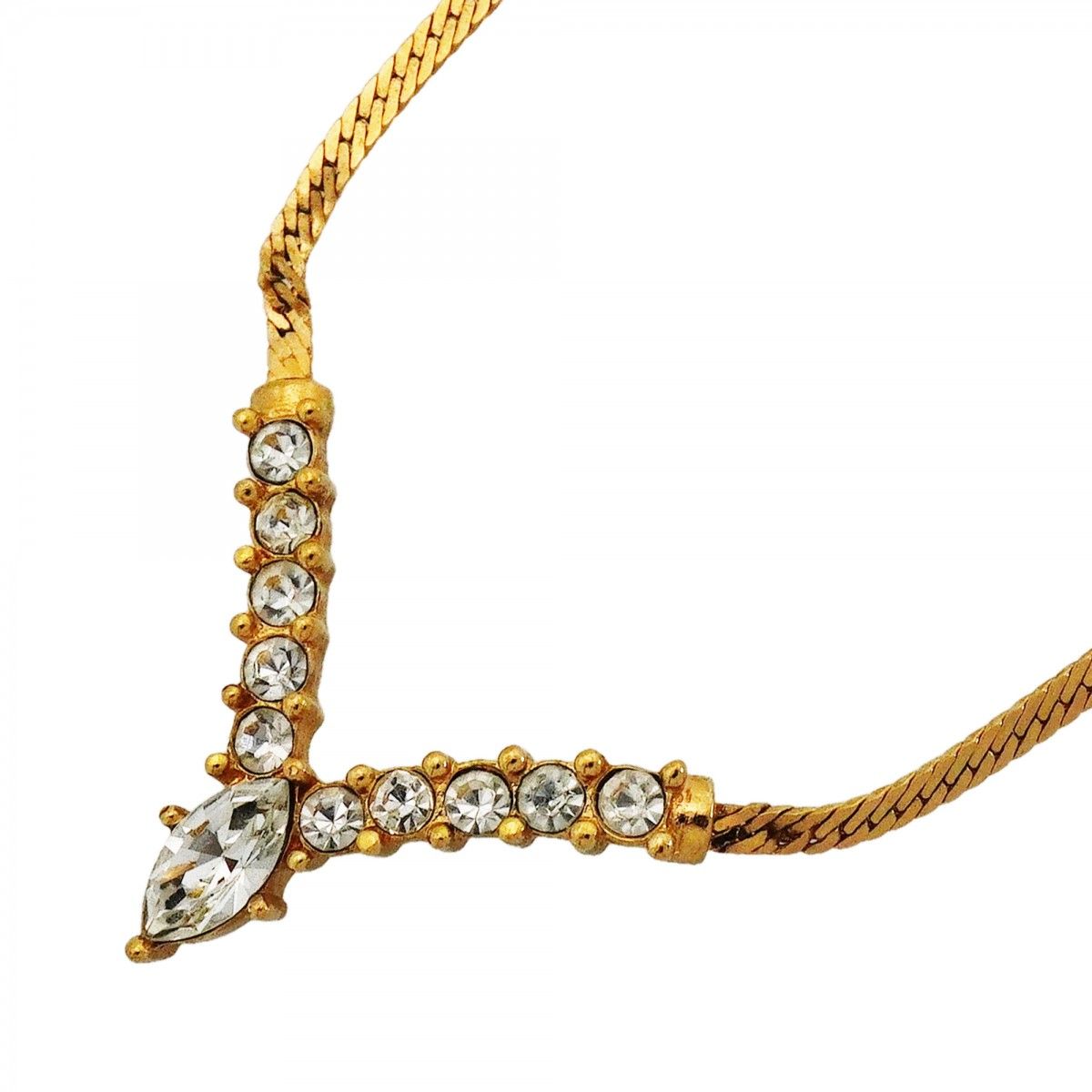 Dior Necklace Gold Plated Rhinestone