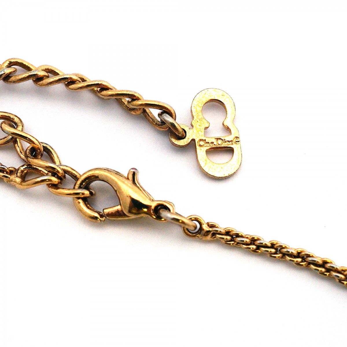 Dior Necklace CD Logo Gold Plated Rhinestone — view 4