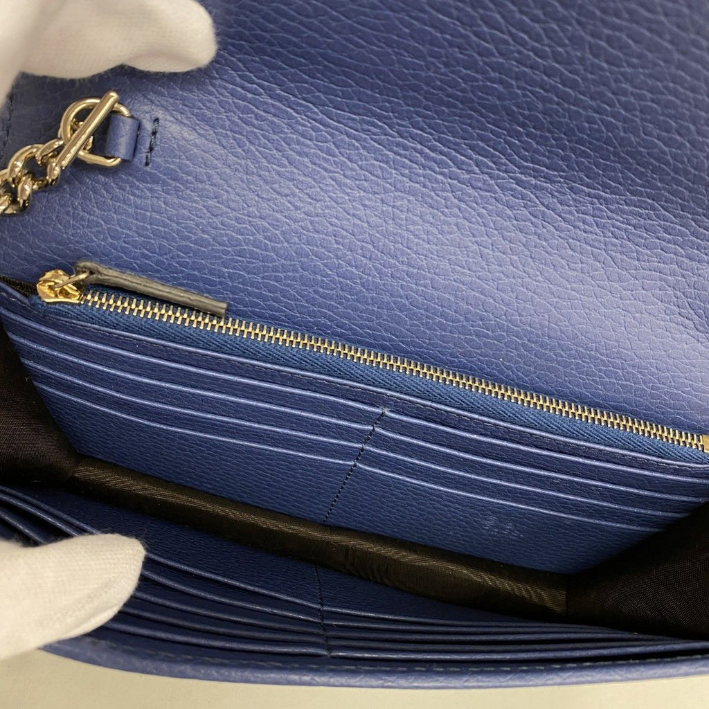Gucci Shoulder Wallet Interlocking Leather Blue Gold — view 4