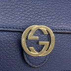 Gucci Shoulder Wallet Interlocking Leather Blue Gold — view 7