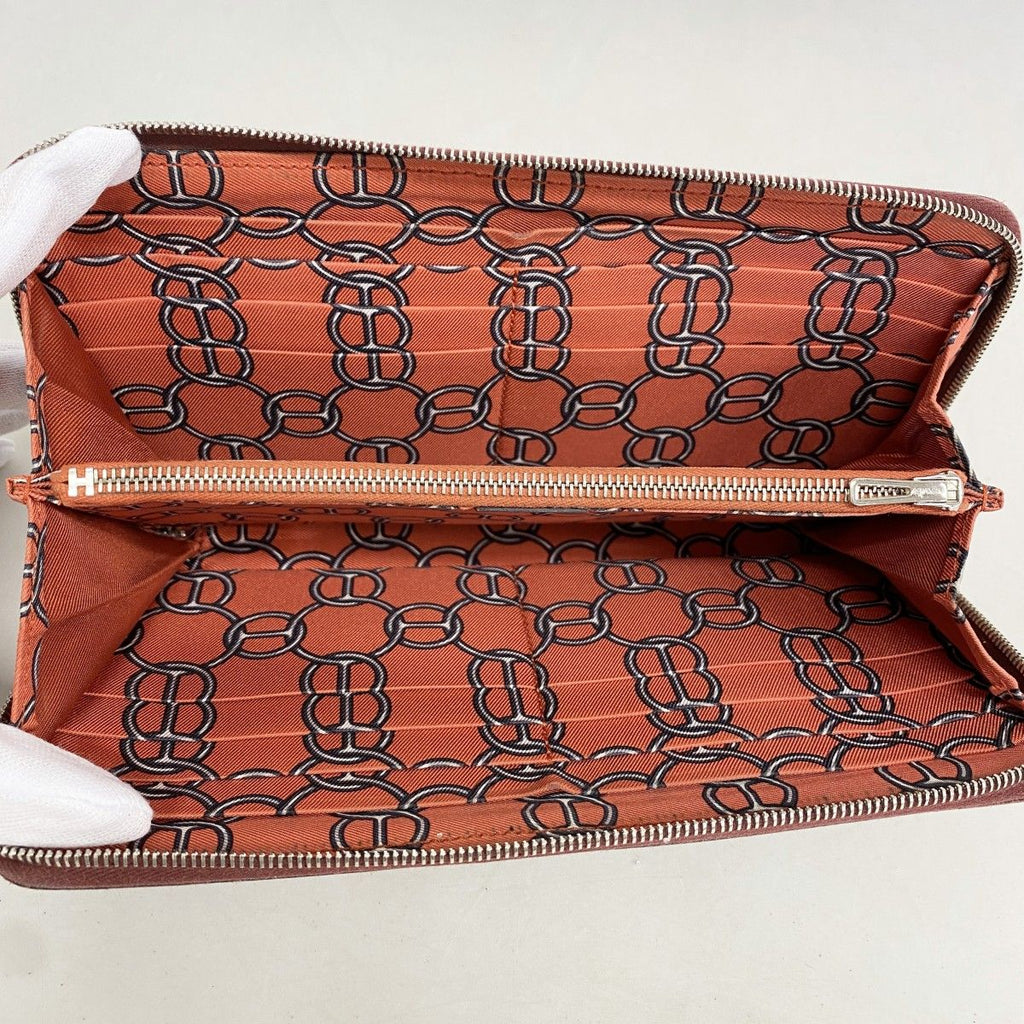 Hermes Wallet Azap Long Silk in Veau Rouge Ash Silver — view 3
