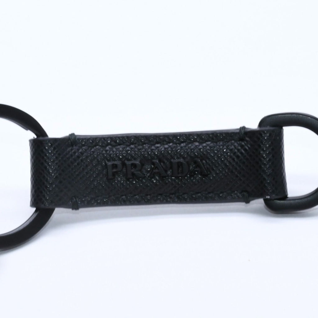 Prada Logo Coin Purse Card Curse Saffano Leather Black Gold — view 8