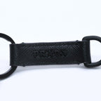Prada Logo Coin Purse Card Curse Saffano Leather Black Gold — view 8