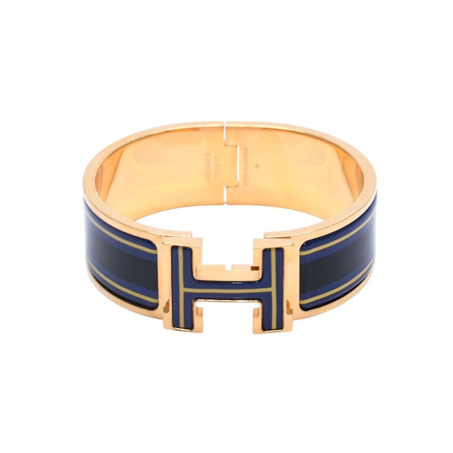 Hermes Clic Clac H Bangle Bracelet Gold Metal Enamel