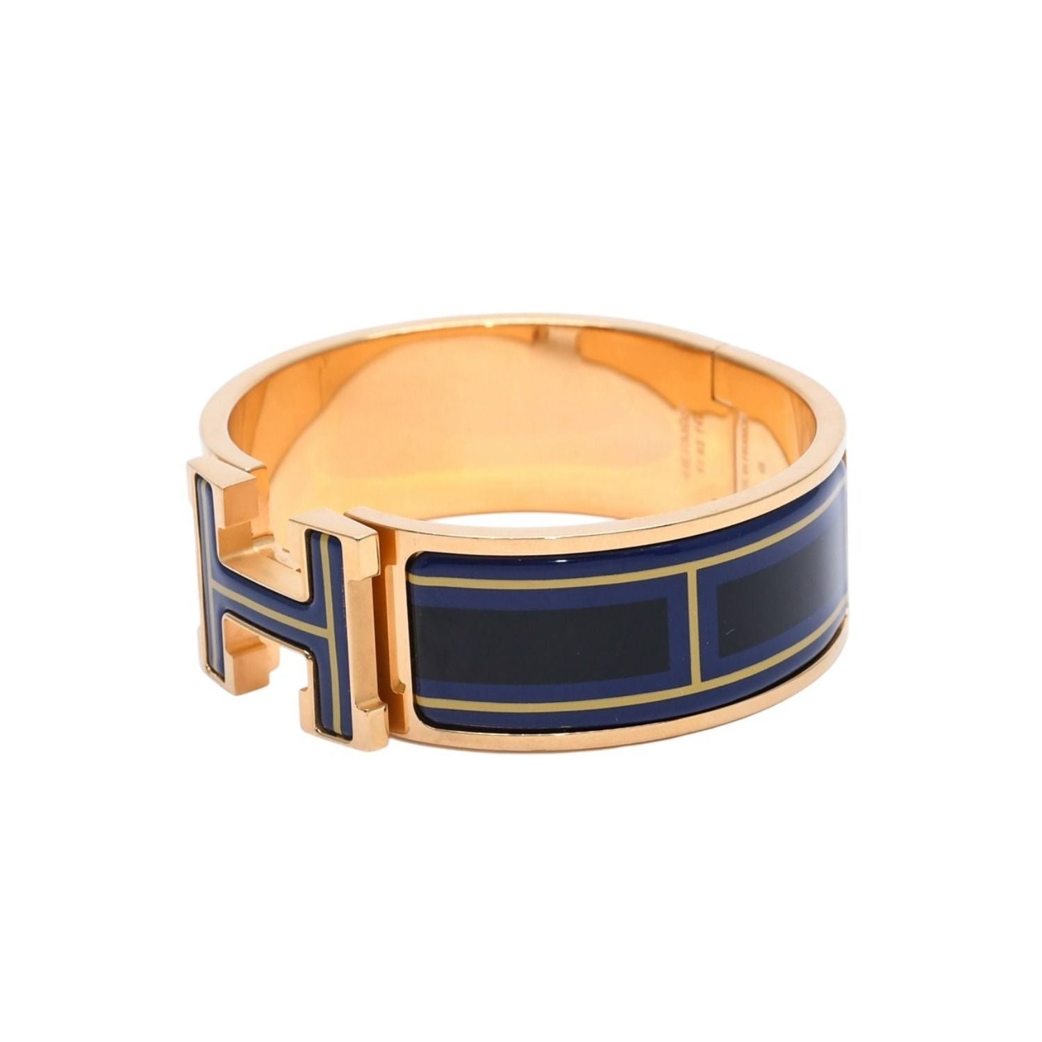 Hermes Clic Clac H Bangle Bracelet Gold Metal Enamel — view 2