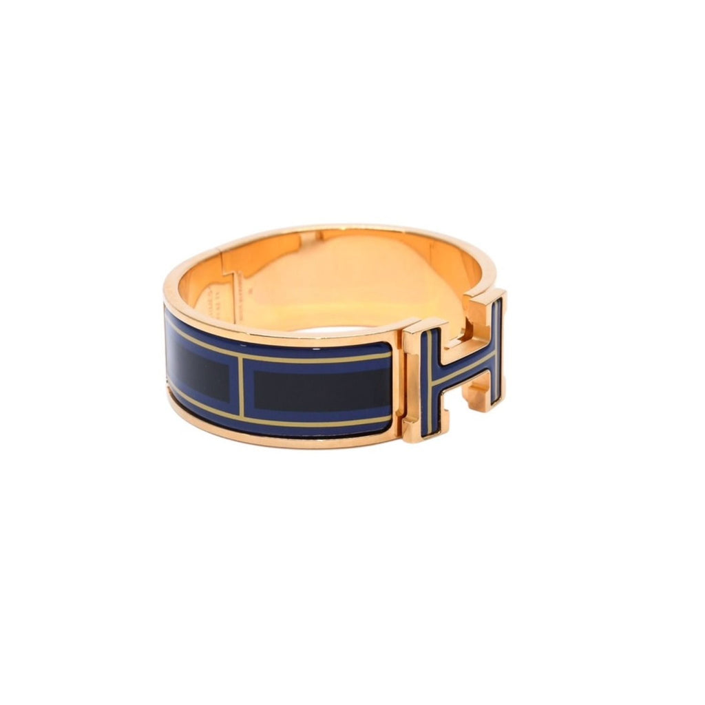 Hermes Clic Clac H Bangle Bracelet Gold Metal Enamel — view 3